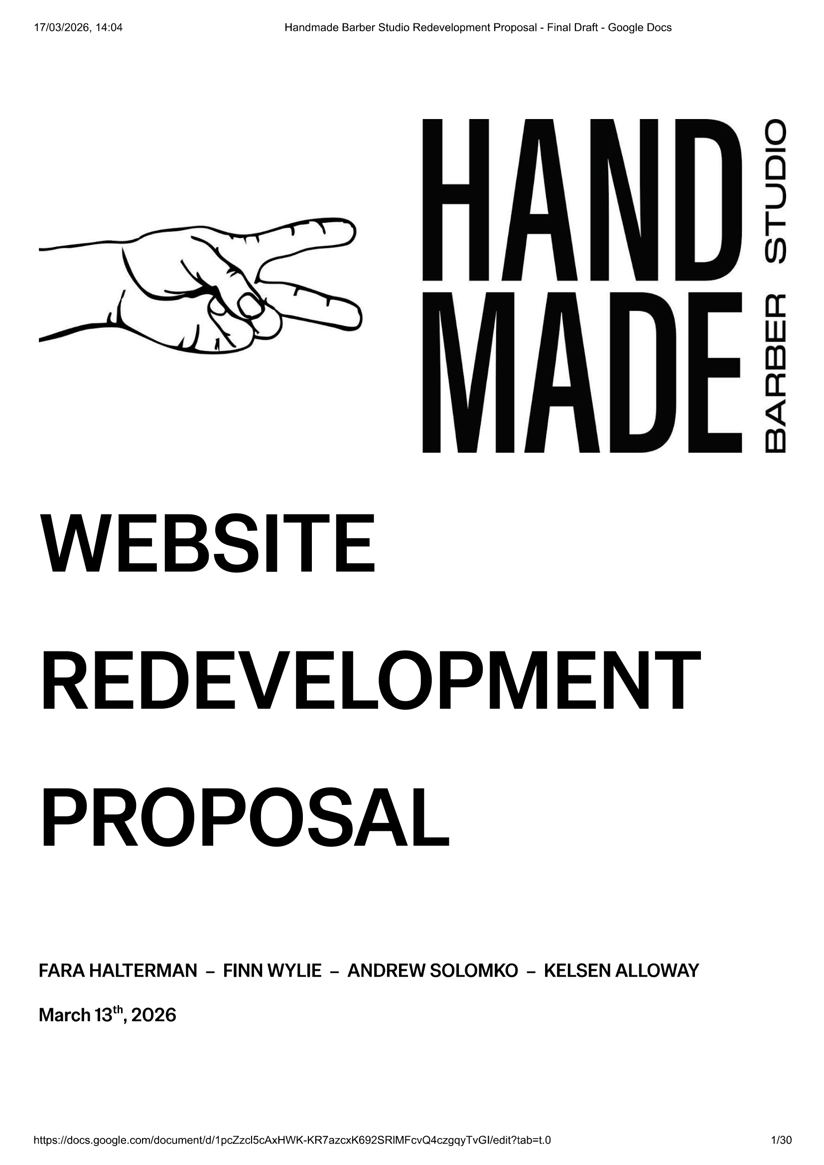 Website Redevelopment Proposal Cover Page